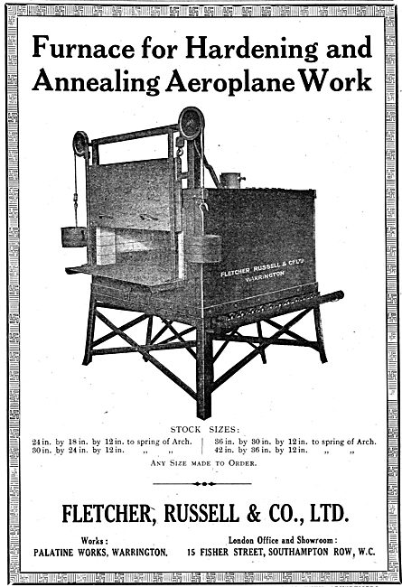 Fletcher Russell Annealing Furnaces For Aeroplane Work           