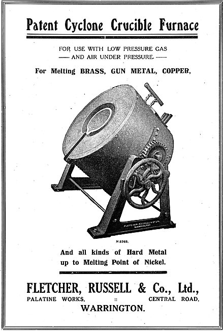 Fletcher Russell Patent Cyclone Crucible Furnaces                