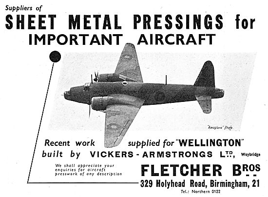 Fletcher Bros Sheet Metal Pressings 1939                         