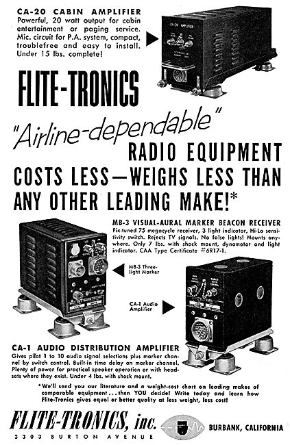 Flite-Tronics MB-3 Visual-Aural Marker Beacon Receiver           