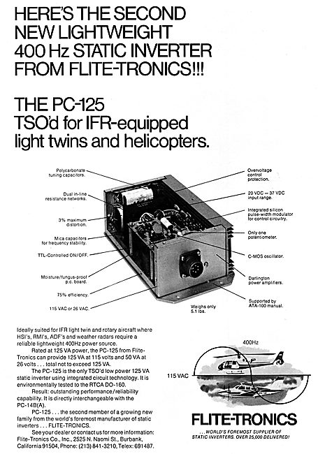 Flite-Tronics Static Inverters - PC-125 125 VA Static Inverter   