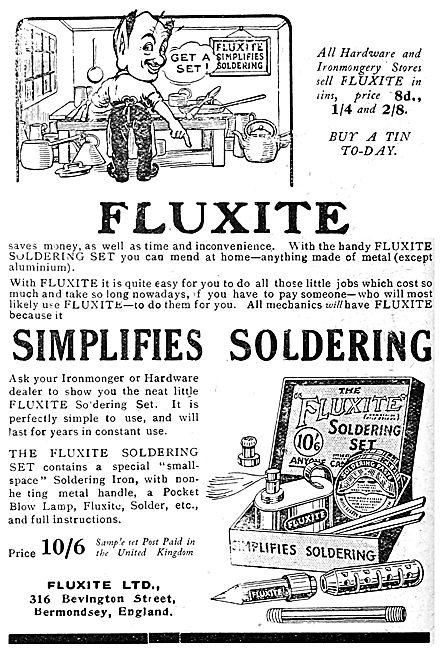 Fluxite Solder 1920 Advert                                       