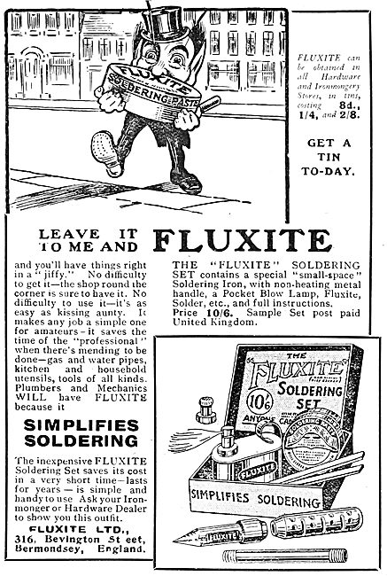 Fluxite Soldering Sets 1920 Advert                               