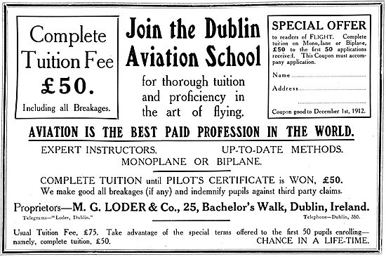 The Dublin Aviation School - M.G.Loder                           