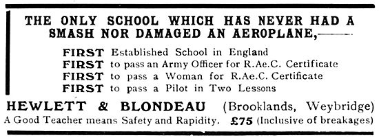 Hewlett & Blondeau Flying School Brooklands                      