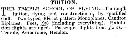 The Temple School Of Flying Hendon                               