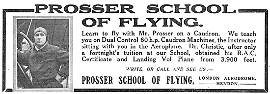 Prosser School Of Flying Hendon 1914                             