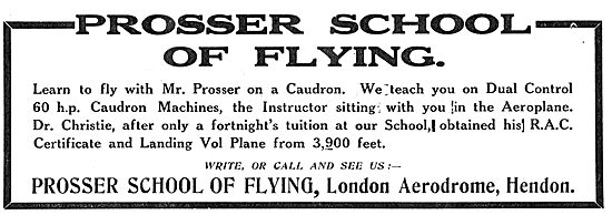 Learn To Fly At Hendon On A  60 HP Caudron With Mr Prosser.      