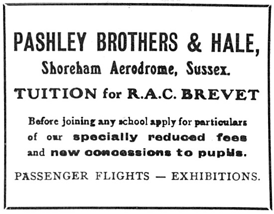 Pashley Brothers & Hale. Shoreham Tuition For R.A.C.Brevet       