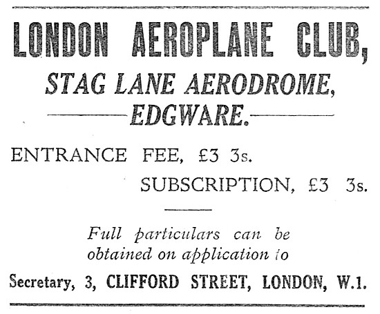 London Aeroplane Club. Stag lane                                 