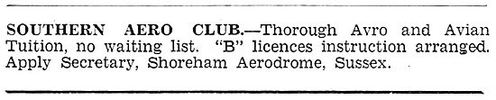 Southern Aero Club, Shoreham. 1931                               