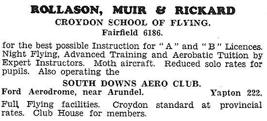 Rollason Muir & Rickard - Croydon. South Downs Aero Club. Ford   