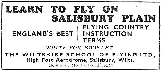 The Wiltshire School Of Flying - High Post Airfield. Salisbury   