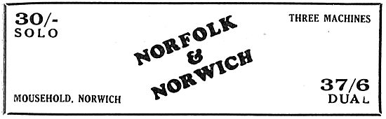 Norfolk & Norwich Flying Club. Three Machines 30/- Solo          