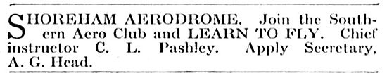 Southern Aero Club. Shoreham Aerodrome. C.L.Pashley CFI          