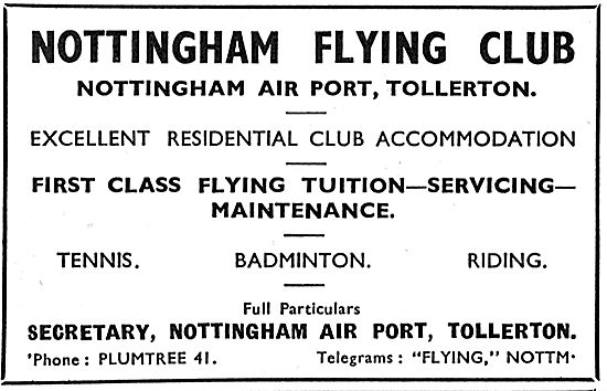 Nottingham Flying Club. Nottingham Airport Tollerton             