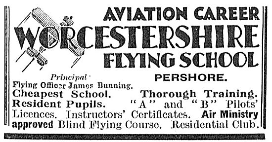 The Worcestershire Flying School - Tilesford Aerodrome. Pershore 