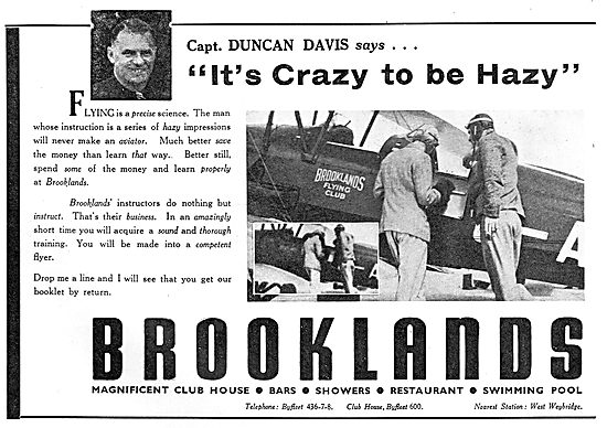 Brooklands Flying Club - Capt Duncan Davis Says...               