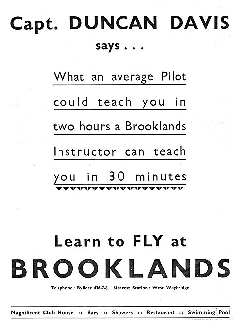 Brooklands Flying Club - Capt Duncan Davis Says...               