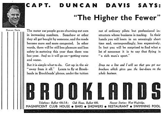 Brooklands Flying Club - Capt Duncan Davis Says...               