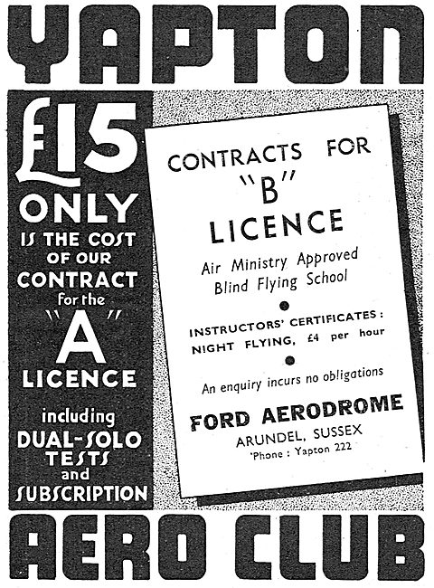 Yapton Aero Club - Ford Aerodrome Sussex                         