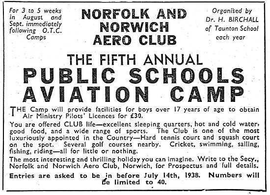 Norfolk & Norwich Aero Club - Annual Public Schools Aviation Camp