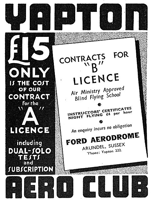 Yapton Aero Club - Ford Aerodrome. Flying Scool                  