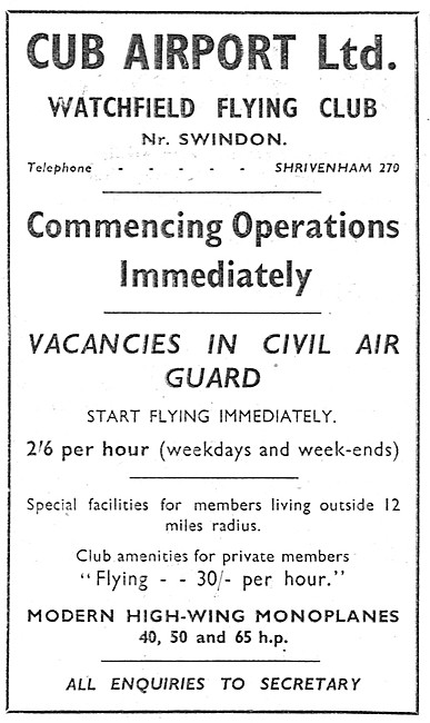 Watchfield Flying Club, Swindon. Cub Airport                     