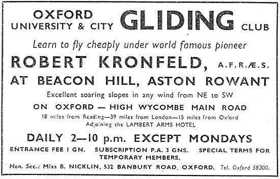  Oxford University & City Gliding Club. Beacon Hill, Aston Rowant