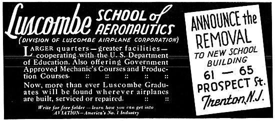 Luscombe School Of Aeronautics Trenton New Jersey 1942           