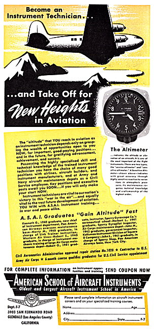 American School Of Aircraft Instruments Glendale California 1942 