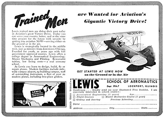 Lewis School Of Aeronautics. Lockport, Illinois. 1942            