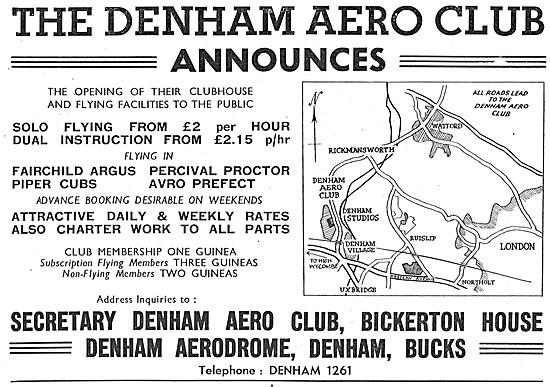 The Denham Aero Club 1947 Advert                                 