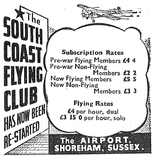 The South Coast Flying Club The Airport Shoreham 1947            