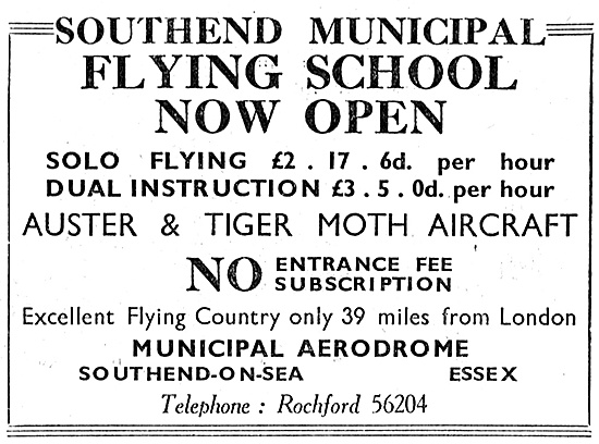 Southend Municipal Flying School 1947 Advert                     
