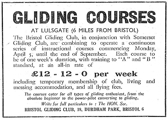 Bristol Gliding Club Lulsgate 1948                               