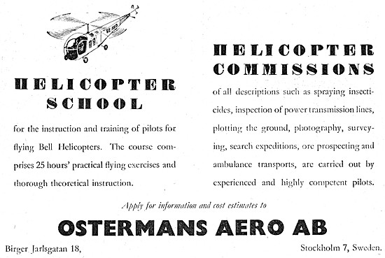 Ostermans Aero  Stockholm Helicopter Flying School 1948          