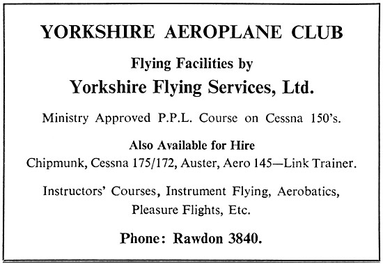 Yorkshire Aeroplane Club. Sherburn-In-Elmet 1966                 