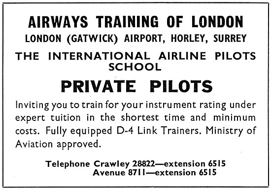  Airways Training Gatwick. Airline Pilots School 1966            