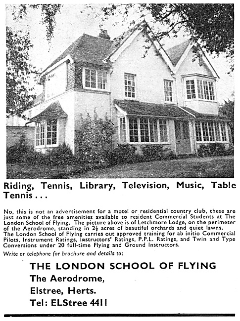 The London School Of Flying Elstree 1967 Advert                  