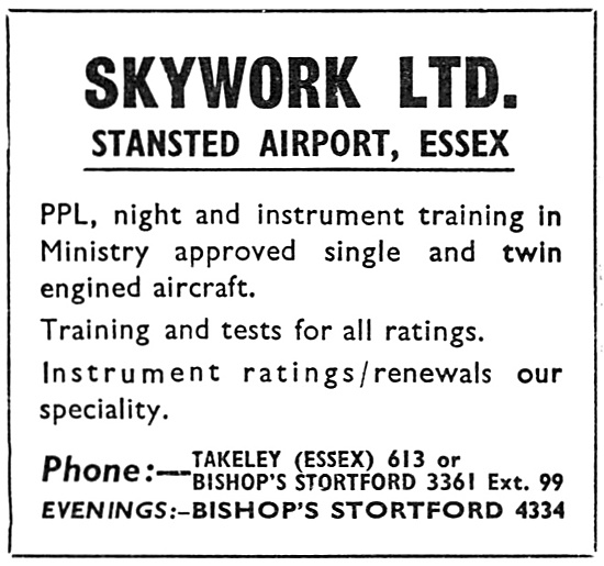 Skywork Flying Training Stansted 1967                            