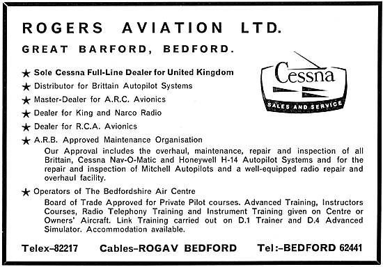 Rogers Aviation Cranfield. Bedfordshire Air Centre 1967          