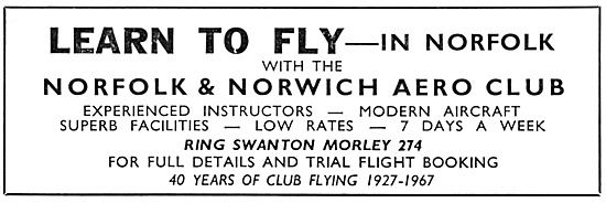 Norfolk & Norwich Aero Club Sawnton Morley 1967                  