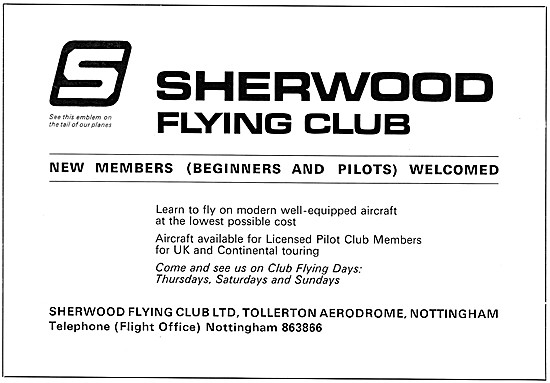 Sherwood Flying Club. Nottingham Airport, Tollerton. Notts       