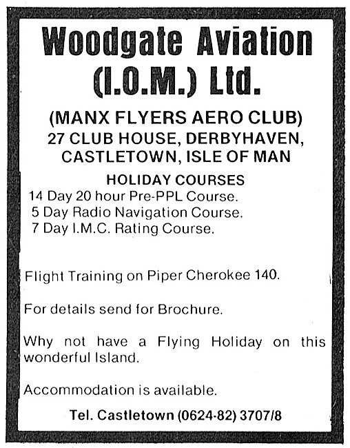 Woodgate Aviation Isel Of Man - Manx Flyers Aero Club            