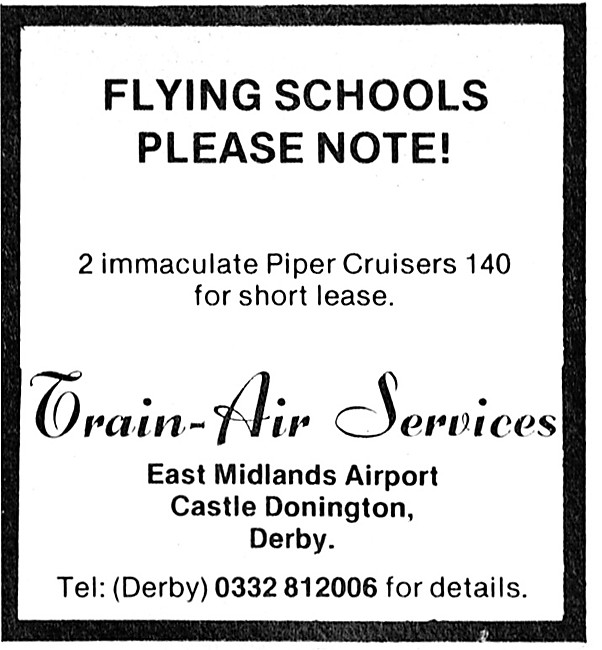 Train-Air Services. East Midlands Airport. Aircraft Hire 1979    