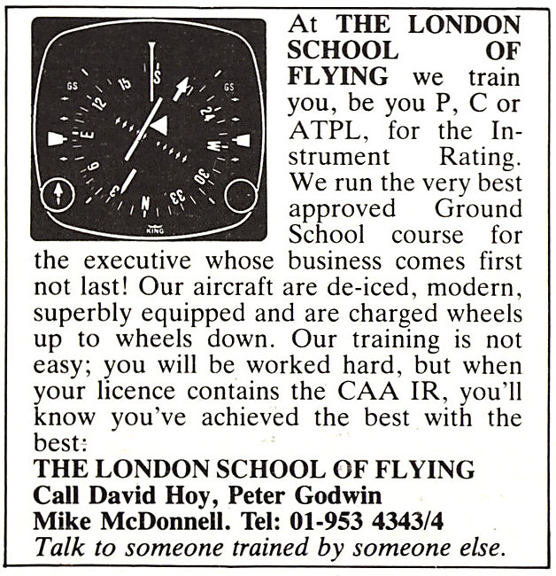 London School Of Flying 1982                                     