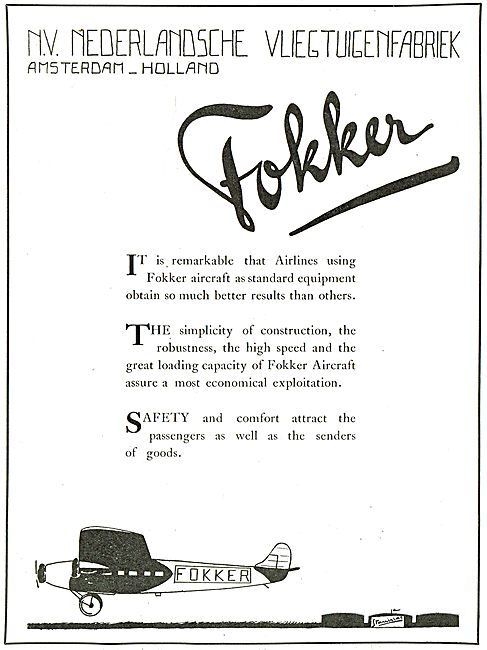 Fokker Air-Liners Are Simple & Economical To Operate             