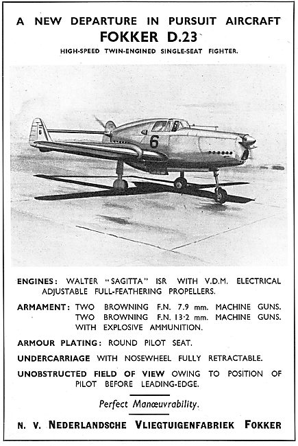 Fokker D23 High-Speed Single Seat Fighter                        