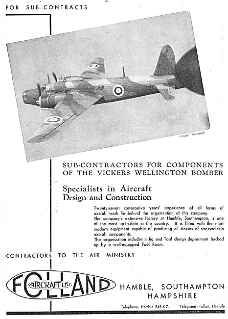 Folland Aircraft - Vickers Wellington Components                 